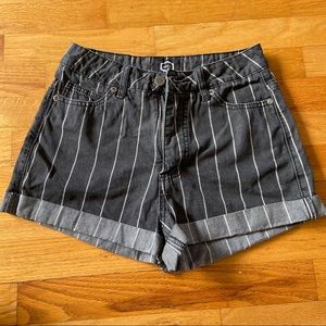 High waisted pinstripe shorts